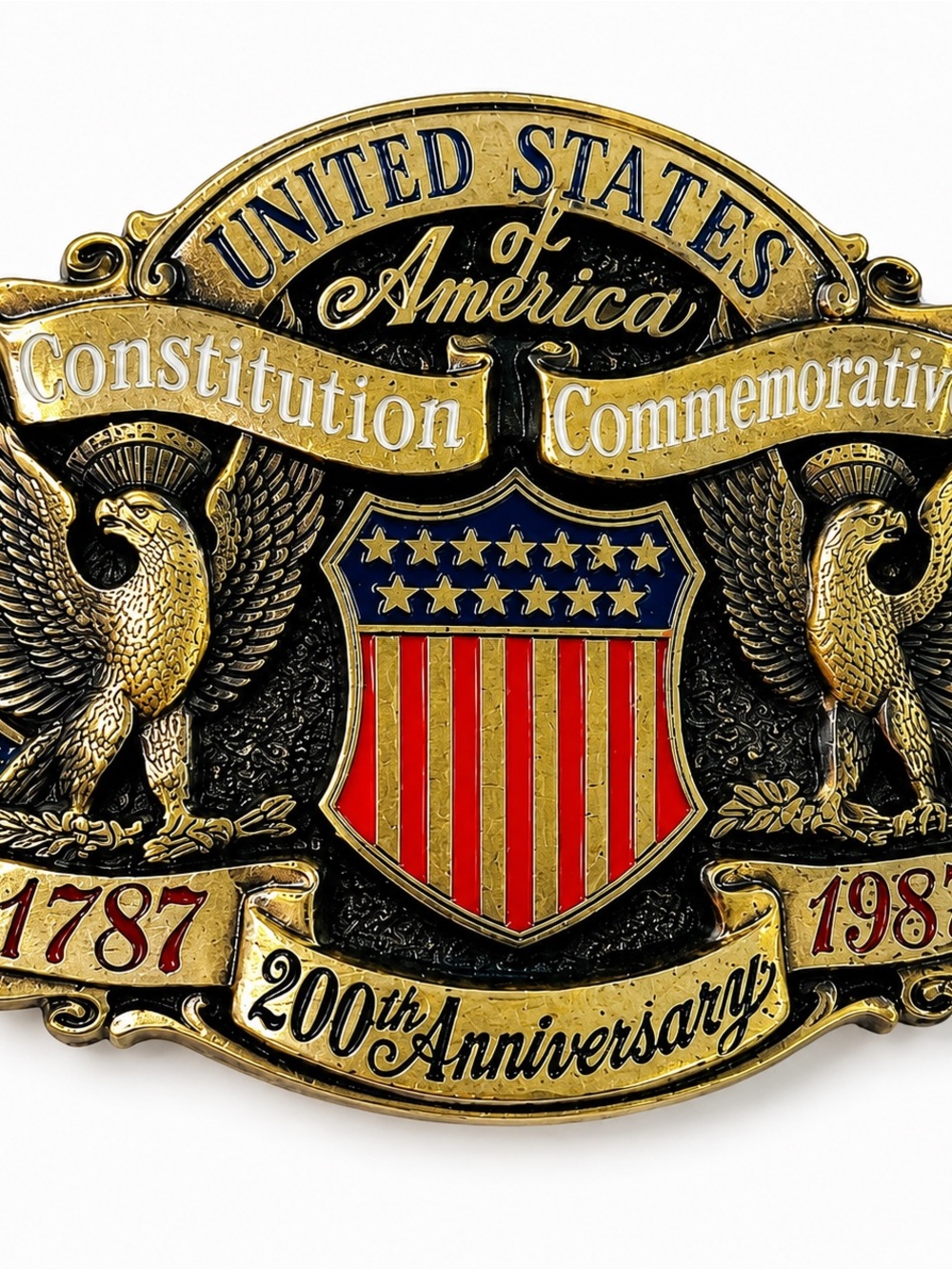 United States Constitution Commemorative Shield Pin - Red & Gold